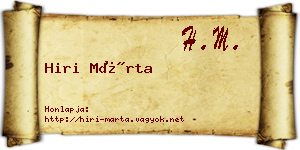 Hiri Márta névjegykártya